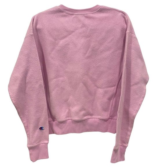 CHAMPION Women's Sweatshirt Pink Solid Reverse Weave Crew Neck Pullover SMALL - Picture 5 of 5